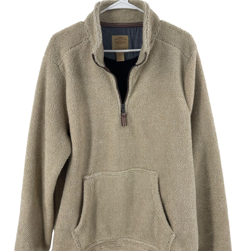 Telluride Clothing Company Mens Large Tan Sherpa Fleece Quarter Zip‎ Pullover L
